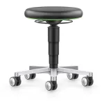Tabouret ergonomique Labour noir avec assise ronde, réglage en hauteur et roulettes pour atelier ou laboratoire