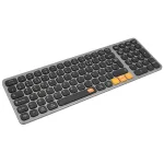 Clavier ergonomique X-Per multi-connexions standard : touches concaves silencieuses, structure aluminium gris, touches de navigation orange, disposition AZERTY