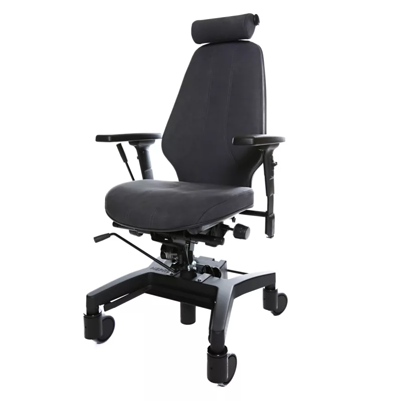 Chaise de bureau adaptée au handicap Tilto - Pour mobilité importante, assistance électrique au relevage