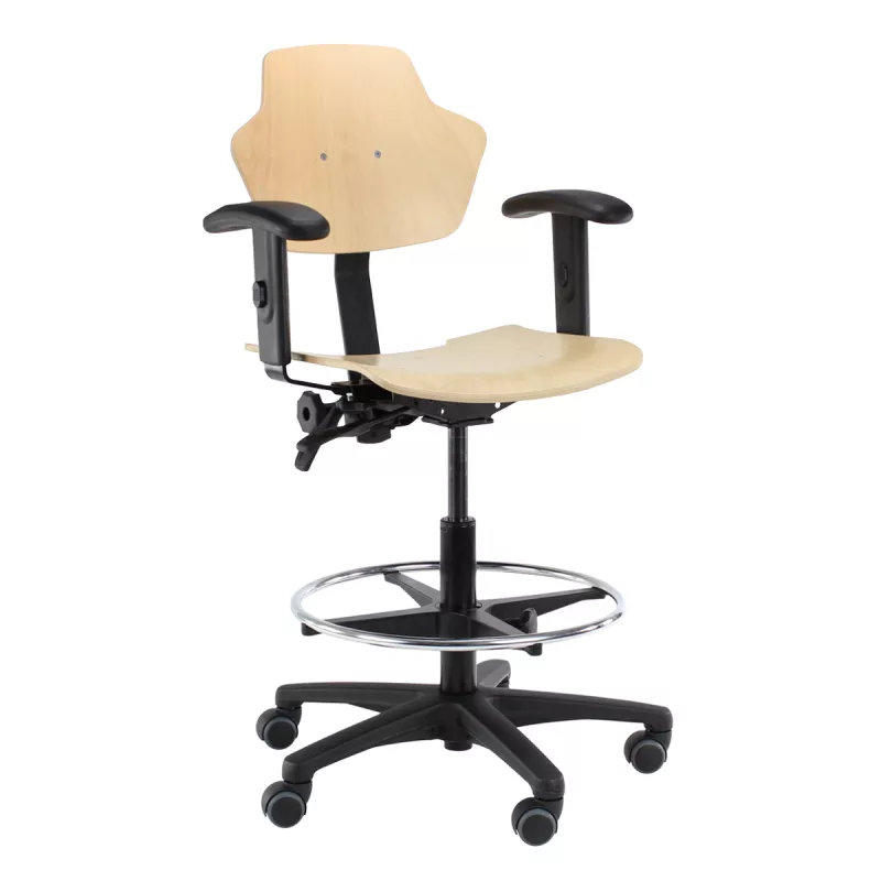 Chaise ergonomique Spirit qui s'intègre dans de nombreux environnements de travail comme industries, caisses, laboratoires, hôpitaux