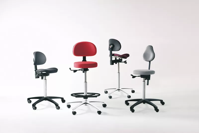 Chaise ergonomique Gamme Support - Alternance des postures en caisses de magasins, laboratoires, cabinets dentistes